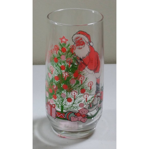Coca-Cola Classic Santa Claus 9" Drinking Glass McCory Stores Inc Water Tumbler - Picture 3 of 5